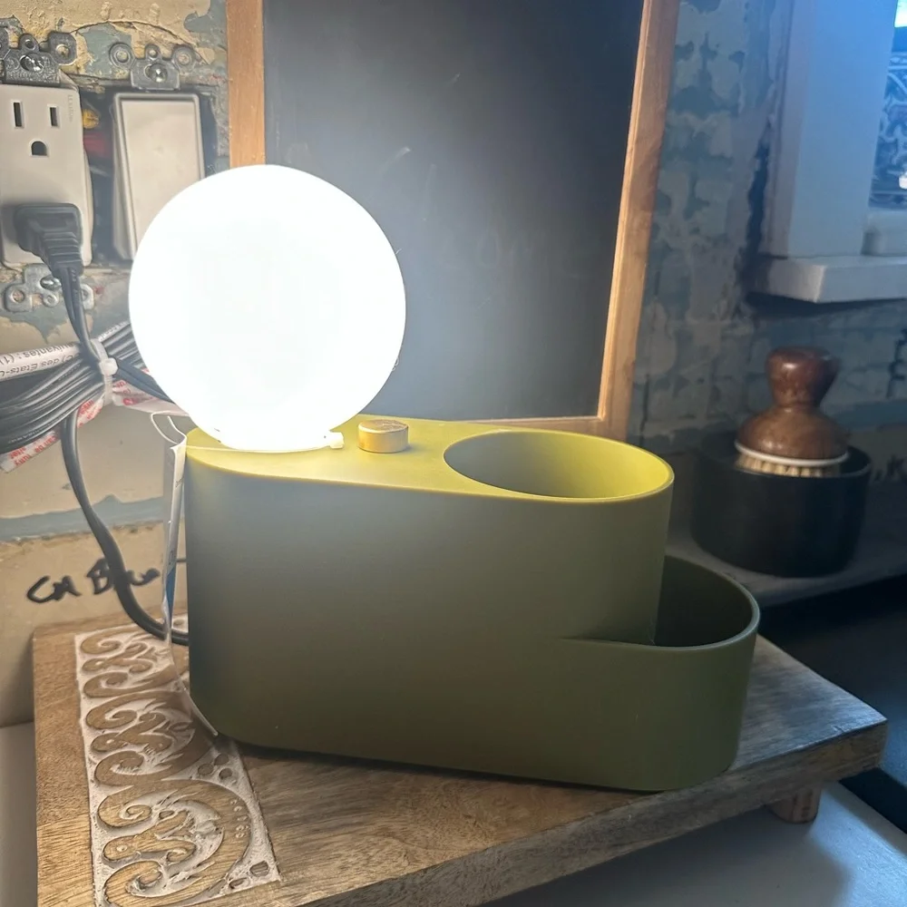 Set of 2 Green and Yellow touch lamps with organizer feature New